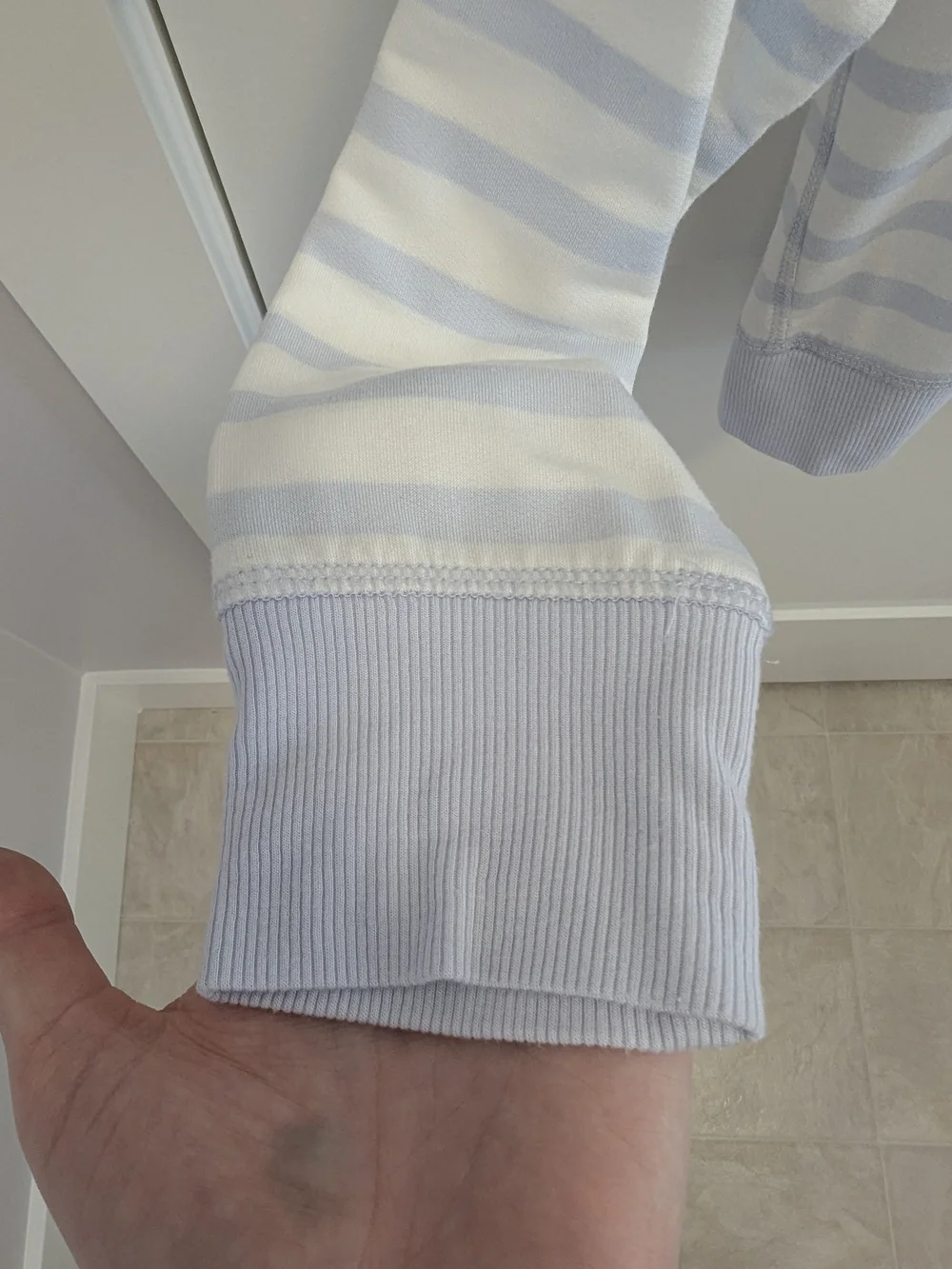 Workshop Republic Clothing Light Blue and White Striped Crewneck Sweatshirt - Picture 6 of 8